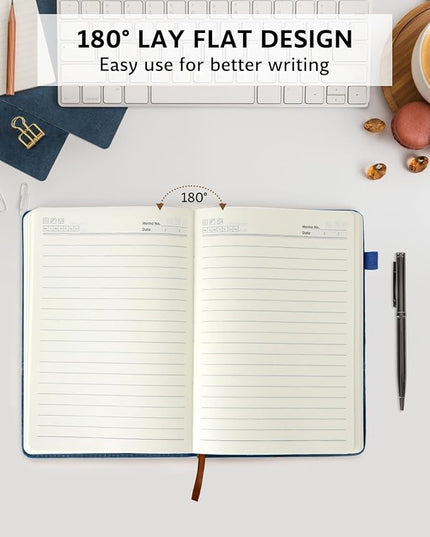 HULIPARK Leather Notebook Journal with Pen, A5 Lined Hardcover Notebook with Magnetic Closure, 240 Pages Daily Journal for Men Women, Ruled Journals Notebooks for Work, Writing, Note Taking - Blue