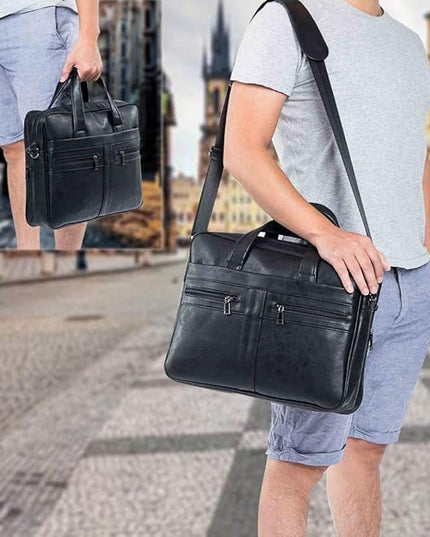 seyfocnia Men's Leather Messenger Bag, Laptop Briefcase Business Satchel Computer
