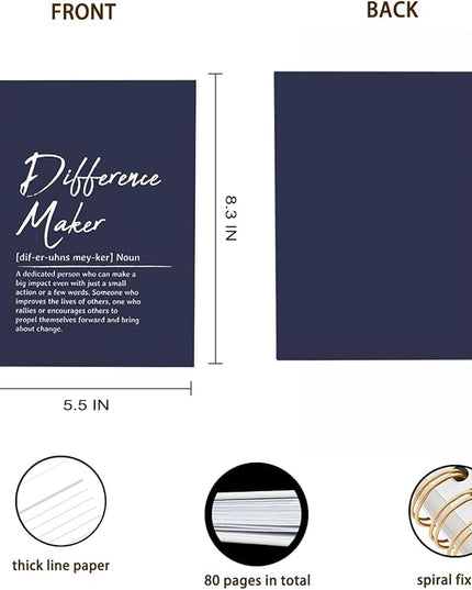 OXW Navy Blue Notebooks for Work, Difference Maker Gift Meeting Notebook Journal for Writing, Employee Appreciation Gifts, Thank You Gifts for Women Men Leader Mentor Boss Manager, 5.5"x8.3"