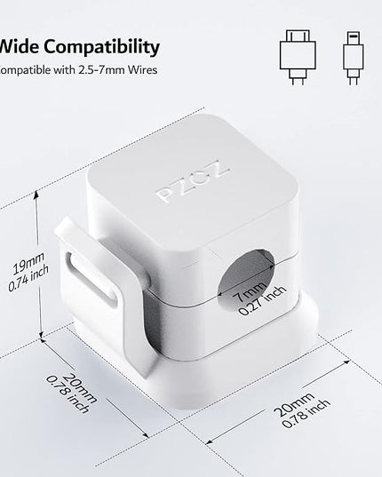 PZOZ 6 Pack Cord Organizer, Adhesive Charger Cable Clips, Wire Holder Keeper Organizer, Charging USB Cable Management for Home Office Desk Phone Car Wall Desktop Nightstand (White)