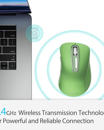 memzuoix 2.4G Wireless Mouse, 1400 DPI Mobile Optical Cordless Mouse with USB Receiver, Portable Computer Mice for Laptop, PC, Desktop, MacBook, 5 Buttons (Mint Green)