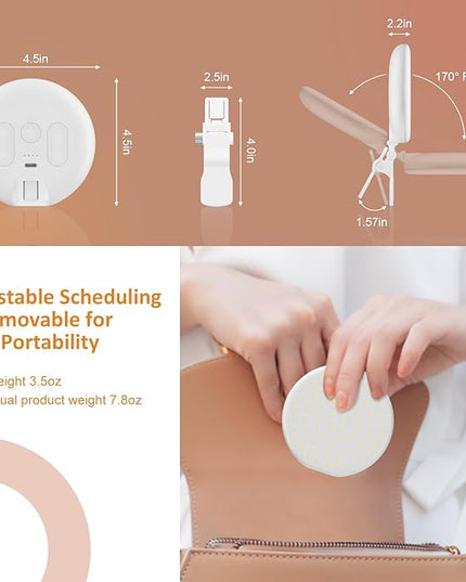 60 LED Ring Light, Rechargeable Selfie With Front & Back Clip, 2500-6500K Portable Phone, Adjustable 3 Modes for iPhone, iPad, Tablet, Laptop, CRI97+, 90 Grams (White)