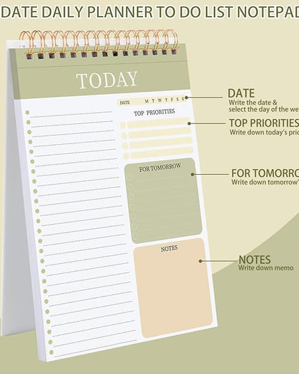 Thboxes 2 Packs To Do List Notepad, Total 208 Pages To Do List Notebook A5 Undated Daily Planner Notepad with Task Checklist Home Office School Supplies