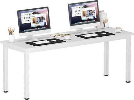 DlandHome 71 inches X-Large Computer Desk, Composite Wood Board, Decent and Steady Home Office Desk/Workstation/Table,White,23.6Wide