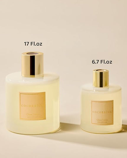 COCORRÍNA Reed Diffuser - Clean Linen 17 Fl.oz Reed Diffuser with 8 Sticks Scented Diffuser with Preserved Flowers for Bathroom Home Decor