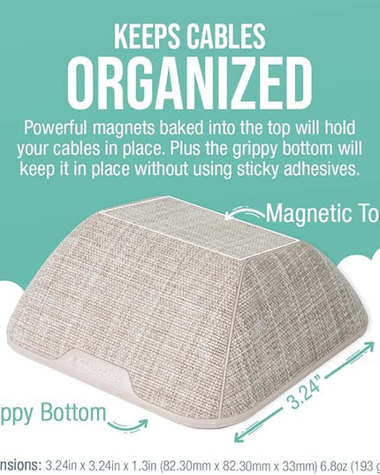 Smartish® Magnetic Cord Holder - Cable Wrangler Organizer Stocking Stuffer with Magnet Clips for Charger Management on Desktop, Nightstand for USB-C + Lightning - Lightly Toasted Beige