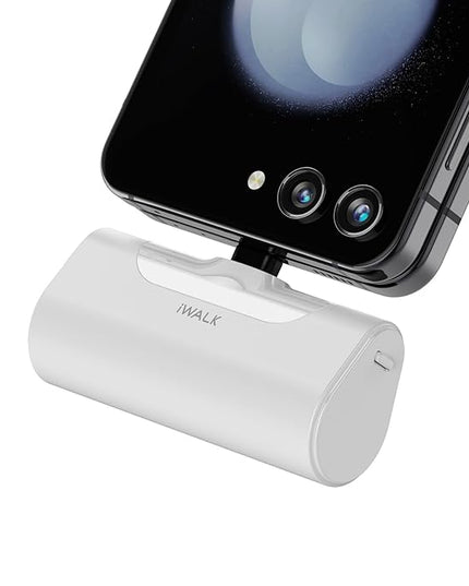 iWALK Small USB-C Portable Charger, 4500mAh Portable Charger for iPhone 16/15 16 Plus 16 Pro Max Mini Power Bank for Samsung Galaxy S25 S24 S23, Z Flip 5, Note, Moto, LG, Google Pixel, White