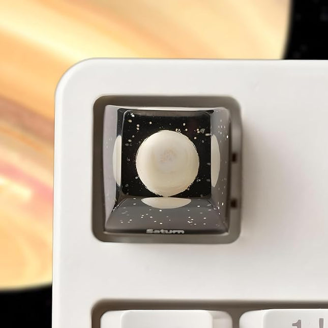 Saturn Planet Artisan Keycap R1 SA Profile Custom Solar System Planets Keycaps 1U ESC Handmade Resin Gaming Galaxy Key Cap Cherry MX Switch Compatible Mechanical Keyboard Space Lover Gift