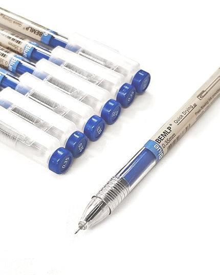 BEMLP Gel Ink Pen Extra fine point 0.35mm Blue Liquid Rollerball Pens Quick Drying Gel Pens School Office student Exam Writing Stationery Supply 12 Pcs/Set (Blue)
