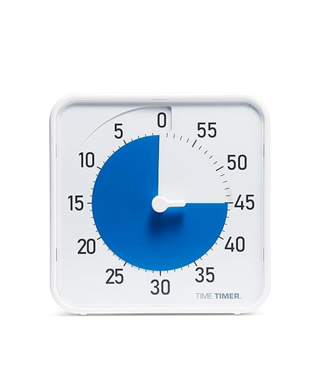 Time Timer Original 8" Visual Countdown Timer – Medium 60-Minute Silent Classroom Visual Timer for SEL, Emotional Regulation, Focus, Calm Transitions, ADHD, Autism – (Blue & White)