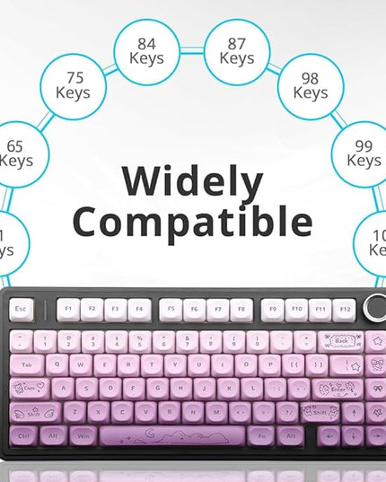 134Keys PBT Keycaps MOA Profile Key Cap for Cherry Gateron MX Switches Mechanical Keyboards Key caps (Butterfly Purple)