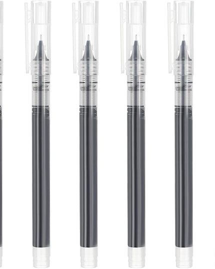 PATIKIL 6Pcs Colored Gel Ink Pens, 0.5mm Extra Fine Point Smooth Writing Japanese Quick Drying Liquid Ink Rollerball Pens for Office Stationery Classroom Teachers, Black