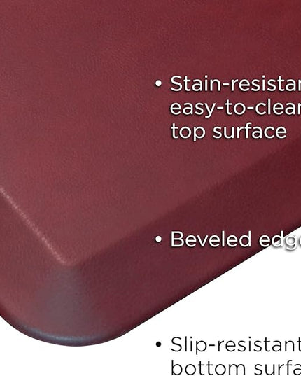 NewLife by GelPro Anti-Fatigue Designer Comfort Kitchen Floor Mat, 20" x32”, Leather Grain Cranberry