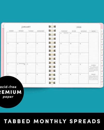 PAPERAGE 2026 Weekly & Monthly Planner, 12 Months (January 2026 - December 2026), 6.6 in x 8.1 in, Spiral Bound 2026 Planner with Weekly, Monthly & Yearly Views, Note Pages & Inner Pocket – Blush