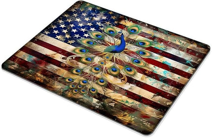 Square Mouse Pad Peacock and National Flag-2,Gaming Mouse Pads for Desk,Soft Computer Waterproof Non-Slip Mouse Mat