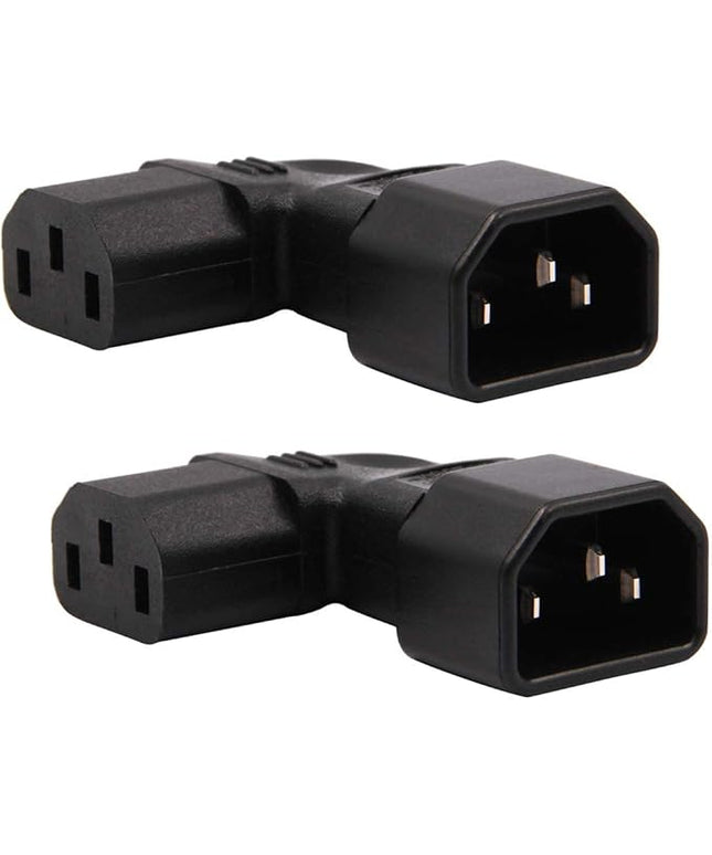 2-Pack Left Angle IEC C14 to C13 Power Adapter PDU Plug for LCD Wall Mount TV