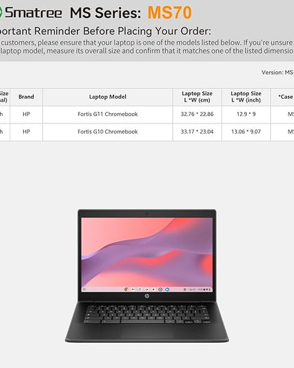 Smatree MS70 Hard EVA Protective Sleeve with Stand Compatible for 14 inch HP Fortis G11 Chromebook, 14 inch HP Fortis G10 Chromebook Laptop, Waterproof and Anti-Shock Bag