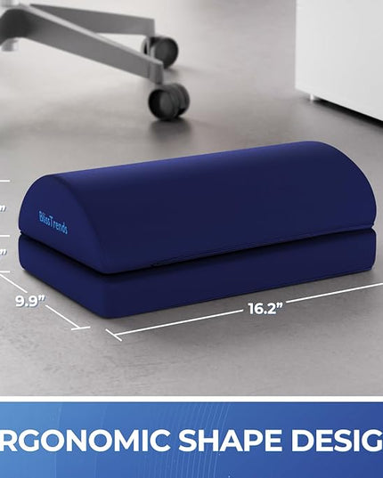 BlissTrends Foot Rest for Under Desk at Work-Versatile Foot Stool with Washable Cover-Comfortable Footrest with 2 Adjustable Heights for Car,Home and Office to Relieve Back,Lumbar,Knee Pain-Blue