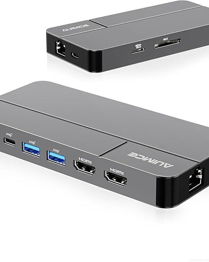 AUIMCE Mac Docking Station Dual Monitor 2 HDMI for MacOS and Windows Laptop Implement MST, Compatible MacBook Pro/Air M1/M2/M3/M4 Chips, Dual 4K Display for All USB C Computers