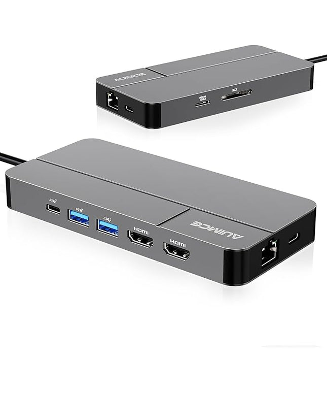 AUIMCE Mac Docking Station Dual Monitor 2 HDMI for MacOS and Windows Laptop Implement MST, Compatible MacBook Pro/Air M1/M2/M3/M4 Chips, Dual 4K Display for All USB C Computers