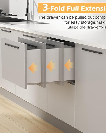 TMGSK Pair Undermount Drawer Slides Bottom Mount Pull Out Shelf Slider Under Mount Drawer Glides Full Extension Soft Close Drawer Runner Shelf Track for Kitchen Face Frame or Frameless Cabinet Drawer