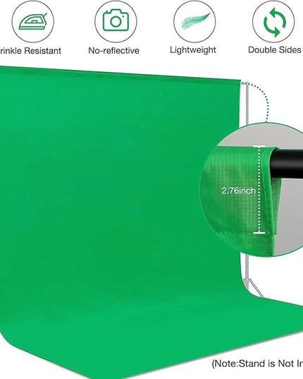 Aimosen 10 X 7 FT Green Screen Backdrop for Photography, Chromakey Virtual GreenScreen Background Sheet for Zoom Meeting, Cloth Fabric Curtain for Party Decor Video Studio Calls Streaming Gaming Photo