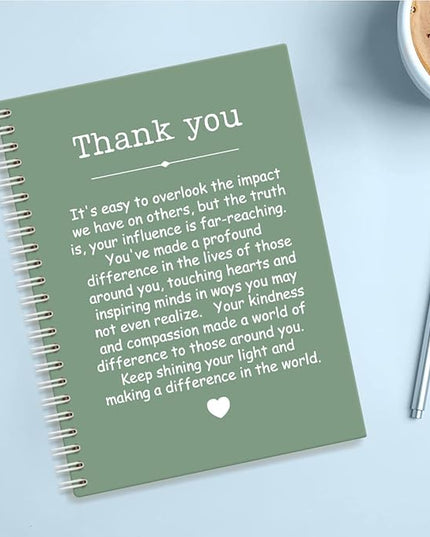 Thank You Green Hardcover 160 Pages Spiral Notebooks, Funny Thank You Gifts for Women Men Coworkers Leader Mentor, Appreciation Gifts for Employees, Thanksgiving Gifts for Colleagues Leaders