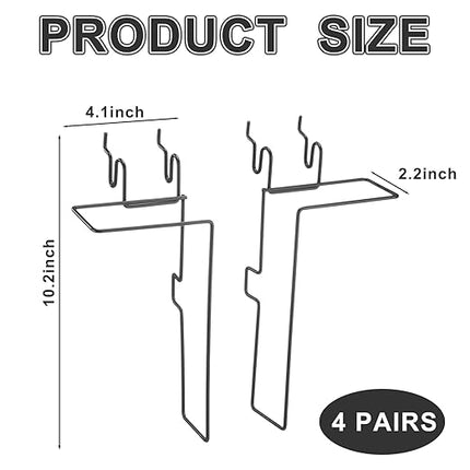 4 Pair Slatwall Literature Holder Pegboard Shelf Accessories Pegboard Magazine Holder Expandable Literature Display Metal Wire Retail Magazine Shelf for Slatwall Gridwall Exhibition(Black)