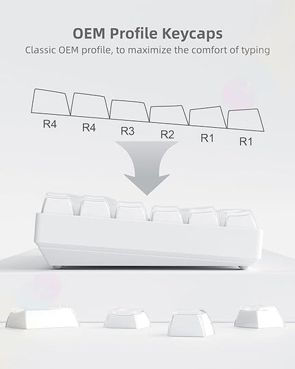 Womier White Jelly Keycaps, Mechanical Keyboard for keycaps Set, OEM Profile Key Cap, 113-Key Cute Custom Keycaps for 60%,75%,100% Mechanical Keyboards with Cherry/Gateron MX Switches-White