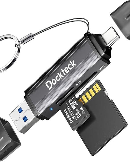 SD Card Reader, Dockteck USB 3.0 Card Reader to Micro SD Card Adapter to SD TF Memory Stick, Dual-Slot OTG Reader for UHS-I SD/Micro SD/SDHC/SDXC/MMC, for MacBook,iPad Pro/Air, iPhone 15, Android