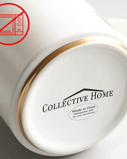 COLLECTIVE HOME - Monogram Ceramic Mugs, 15 oz Golden Initial Coffee Cups, Elegant Alphabet Tea Mugs, Elegant Personalized Mug with Gift Box, Luxurious Cups for Office and Home (k)