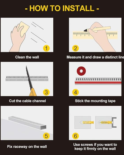 Wire Duct Kit, Open Slot Cable Management Raceway, 123in Track Desk Channel, Cord Cover Wiring, Cable Raceway Kit to Hide Wall Mount TV Cables - 8x15.4in X 1.97in X 1.97in