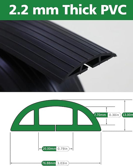 4ft Floor Cable Cover Heavy Duty PVC Cord Cover Wire Cover to Prevent Trip Hazard for Home Office or Outdoor(4ft, Black)