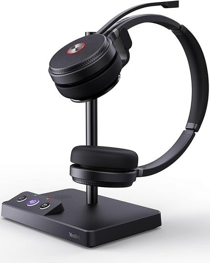 Yealink WH62 Dual Teams DECT Wireless Headset 525 ft Range, Work Headphones with 2X Noise Canceling Mic for IP Phone and Computer, Office Head Set with Call Control, Ringer,14 Hrs Talk Time