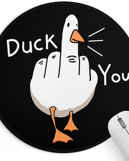 Funny Duck Small Mouse Pad, Cute Mousepad with Non-Slip Rubber Base, Round Mouse Pads for Desk Accessories Laptop Gaming Office Supplies Decor(8.6 x 8.6 Inch)