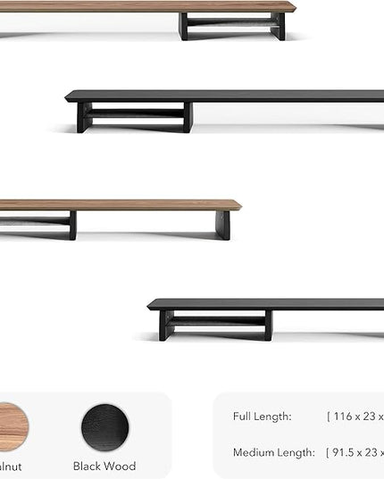 Raico Desk Cockpit Shelf Monitor Stand System Dual Screen Setup Wood Large Desk Accessory Organizer Unit (Black Wood, Medium | 36 Inches)