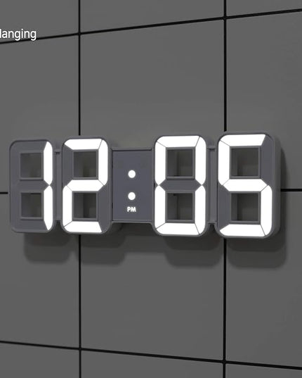 mooas 3D Pure Mini White LED Clock, Multi-Function LED Clock (Calendar, Alarm, Temperature) (8.5" White Table Alarm Clock)
