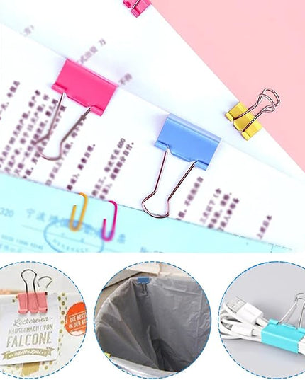 320PCS Paper Clips Binder Clips,Colored Paperclips and BinderClips Assorted Sizes(S/M/L),Colored Office Clips Set,Paper Clamps,Colorful Binder Clips for Office School Supplies Document Organizing
