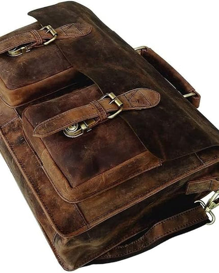 cuero Retro Brown Laptop Messenger Bag Office Briefcase Crossbody Travel Bag For Men And Women Bag Office Laptop Bag