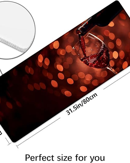 Red Wine Extra Large Gaming Mouse Pad, Desk Mat, Non-Slip Rubber Base, MousePads for School, Work, Home Accessories Decor Gifts 31.5" x 11.8"