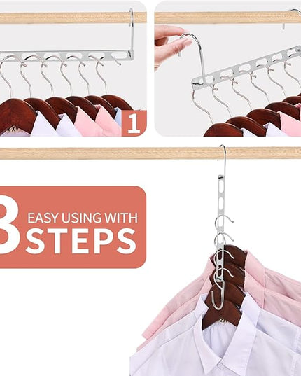 Space Saving Hangers for Clothes, 10 Pack Hanger Organizer Space Saver, Magic Metal Collapsible Closet Organizers, Multiple Hangers in One, College Dorm Room Essentials (V1.0)