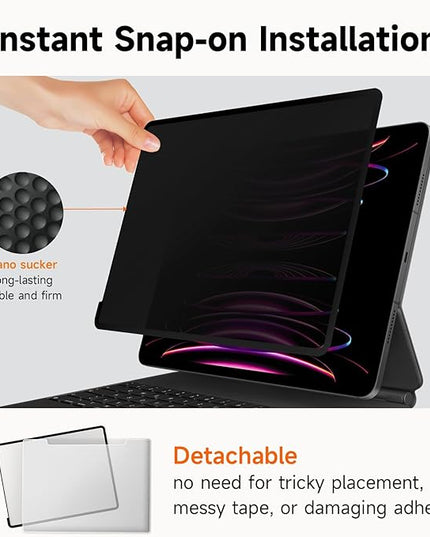 Mamol Upgrade 360° Privacy Screen Protector for Apple iPad Pro 13 inch 7th M4 2024/ 8th M5 2025, Magicsuction 4-Way Anti Spy Glare Blue Light Filter, High Sensitive/Bubble Free/Reusable