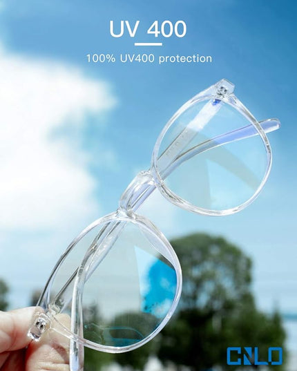CNLO Blue Light Blocking Glasses,Computer Glasses,Anti Eyestrain, Lightweight Frame Eyeglasses,Men/Women… (Crystal)