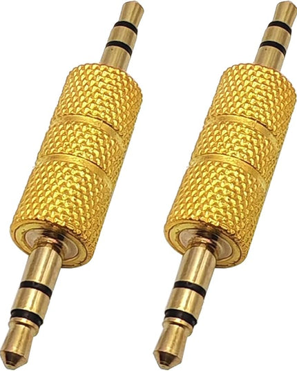 Voluty Tek 3.5mm to 3.5mm Male to Male Audio Headphone Adapter,Gold Plated 1/8" Stereo Coupler Connector for Speakers MP3 Players 2pcs