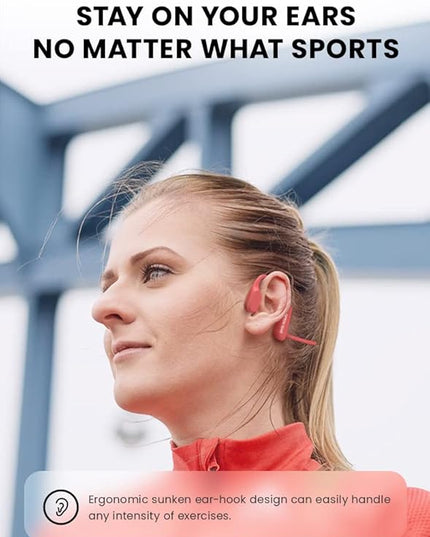 Bone Conduction Headphones, Open Ear Wireless Headphones with Microphone, Bluetooth 5.3, 6 Hours of Use Time, IPX5 and Sweat Resistant Sports Headphones for Outdoor, Workout, Cycling (Black)