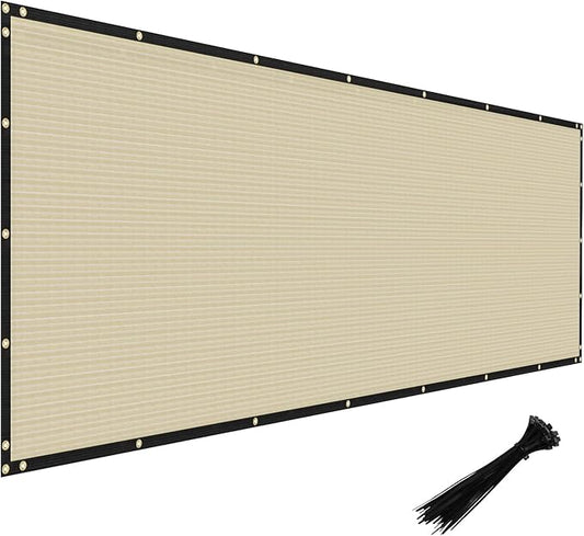 Windscreen4less Privacy Fence Screen Heavy Duty Windscreen Fencing Mesh Fabric Shade Net Cover with Brass Grommtes for Outdoor Wall Garden Yard Pool Deck, 6'x280' Beige