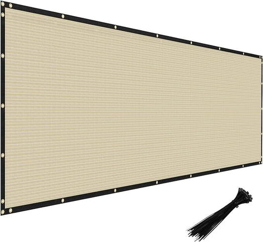 Windscreen4less Privacy Fence Screen Heavy Duty Windscreen Fencing Mesh Fabric Shade Net Cover with Brass Grommtes for Outdoor Wall Garden Yard Pool Deck, 6'x47' Beige