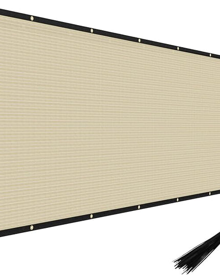 Windscreen4less Privacy Fence Screen Heavy Duty Windscreen Fencing Mesh Fabric Shade Net Cover with Brass Grommtes for Outdoor Wall Garden Yard Pool Deck, 6'x268' Beige
