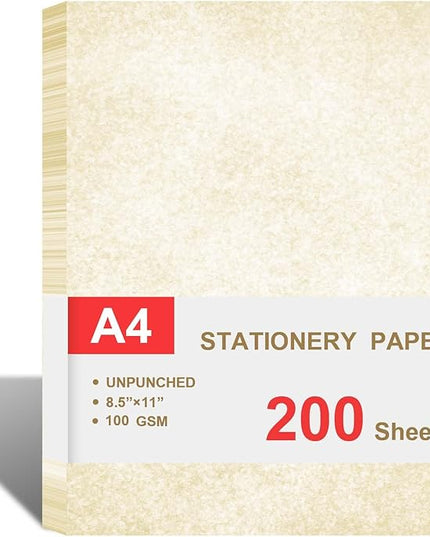 (2 Pack)Parchment Paper for Certificates - Stationary Paper for Resumes, Diplomas, Letter Size Certificate Paper, 200 Sheets Double-Sided Diploma Paper, 100gsm, 8.5" x 11" Parchment Paper for Printing