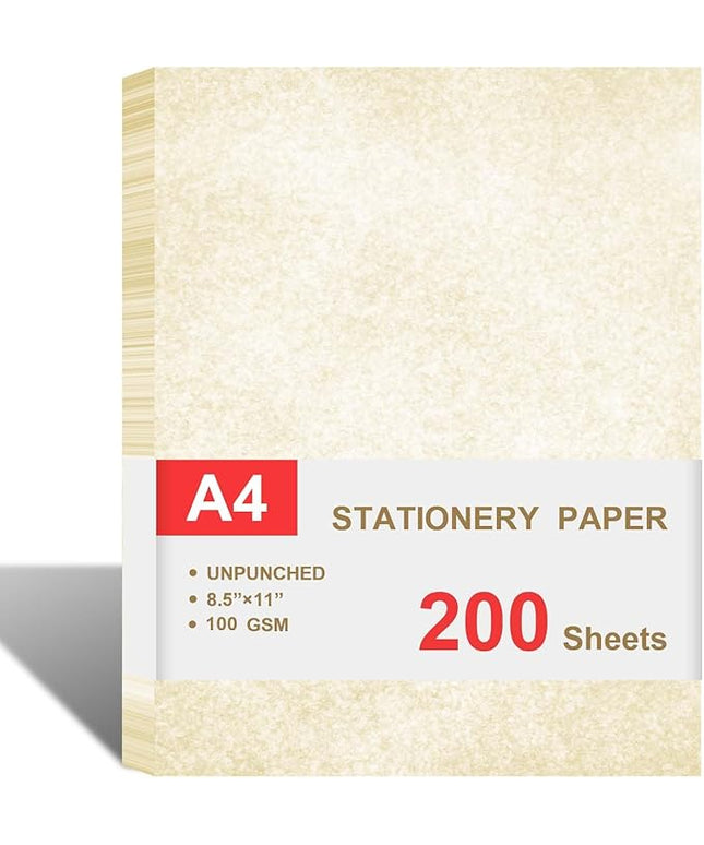 (2 Pack)Parchment Paper for Certificates - Stationary Paper for Resumes, Diplomas, Letter Size Certificate Paper, 200 Sheets Double-Sided Diploma Paper, 100gsm, 8.5" x 11" Parchment Paper for Printing